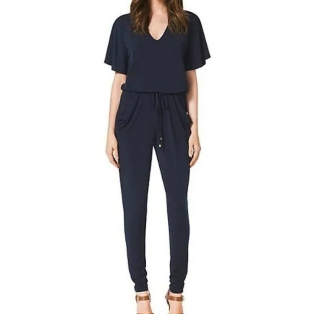 Michael Kors V-neck Jumpsuit Navy